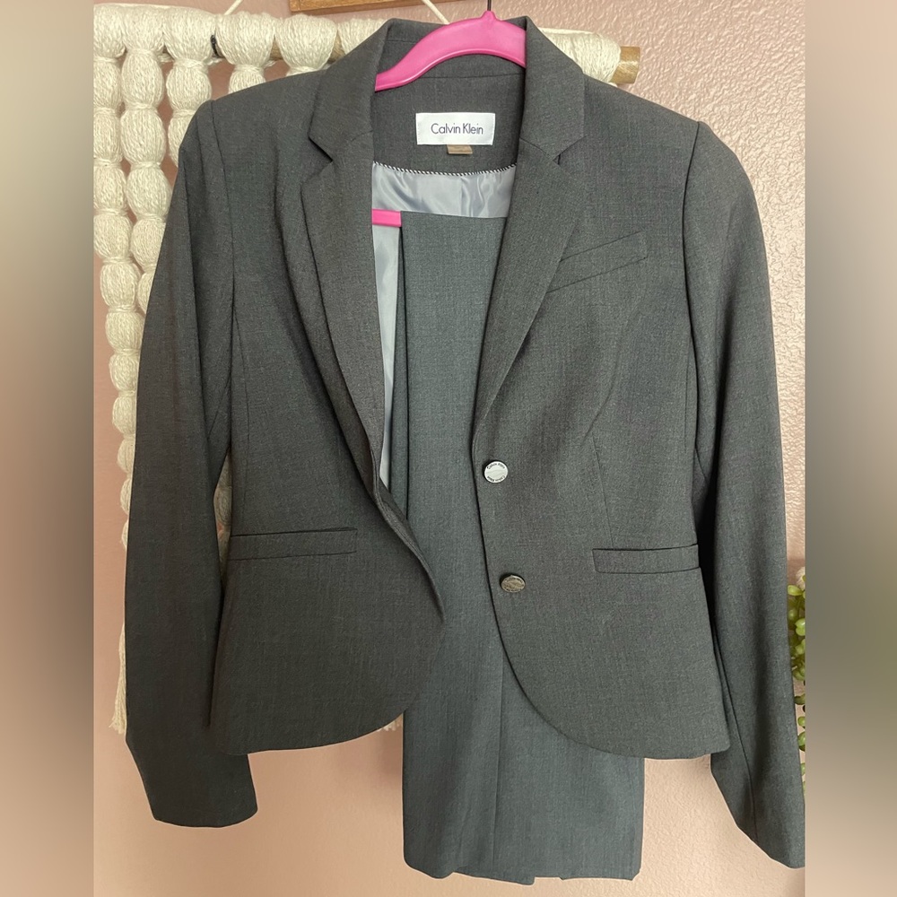 Calvin Klein two-piece dark gray suit